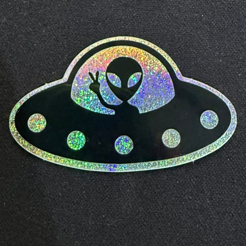 Alien UFO Sticker - 2" x 1.2" Die Cut