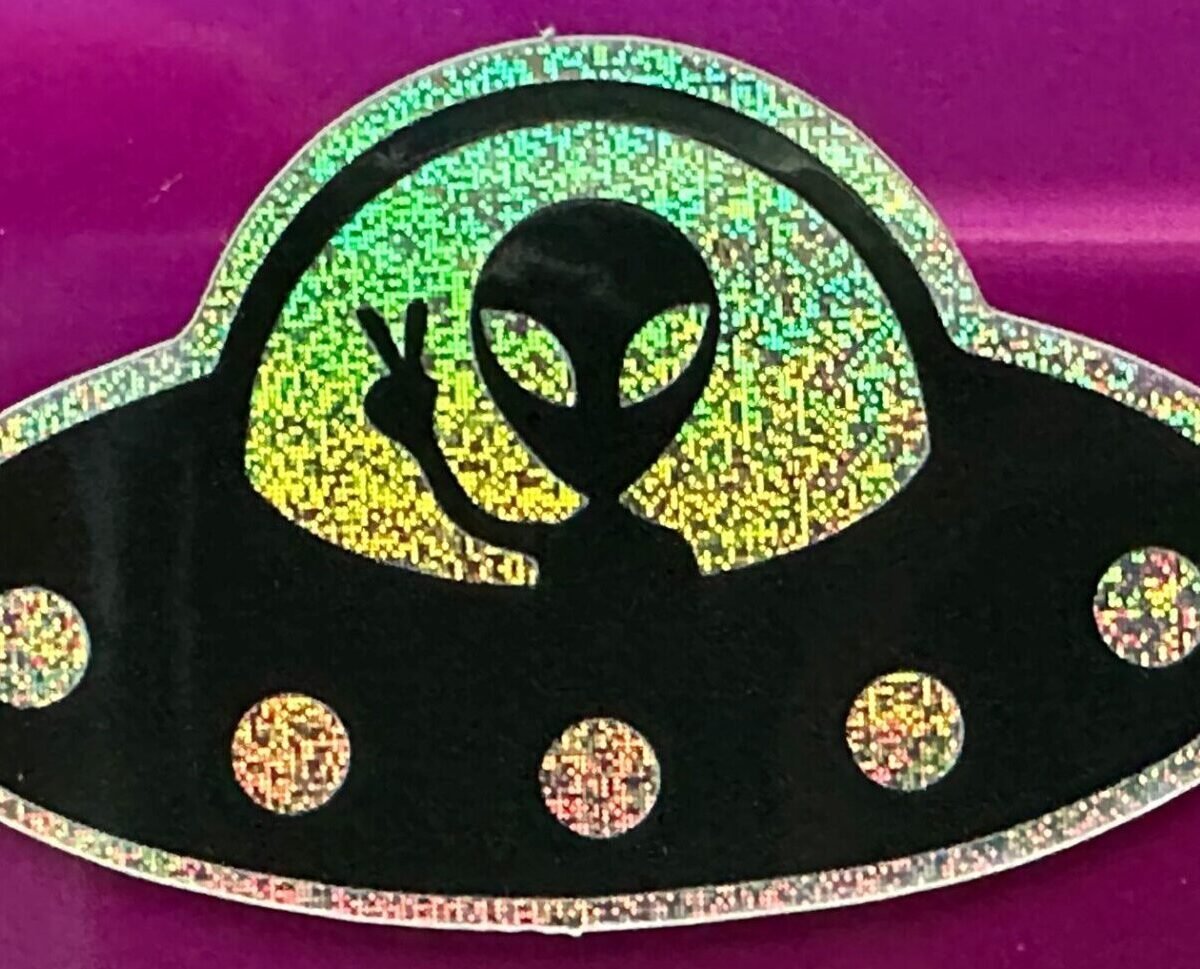 Alien UFO Sticker - 2" x 1.2" Die Cut