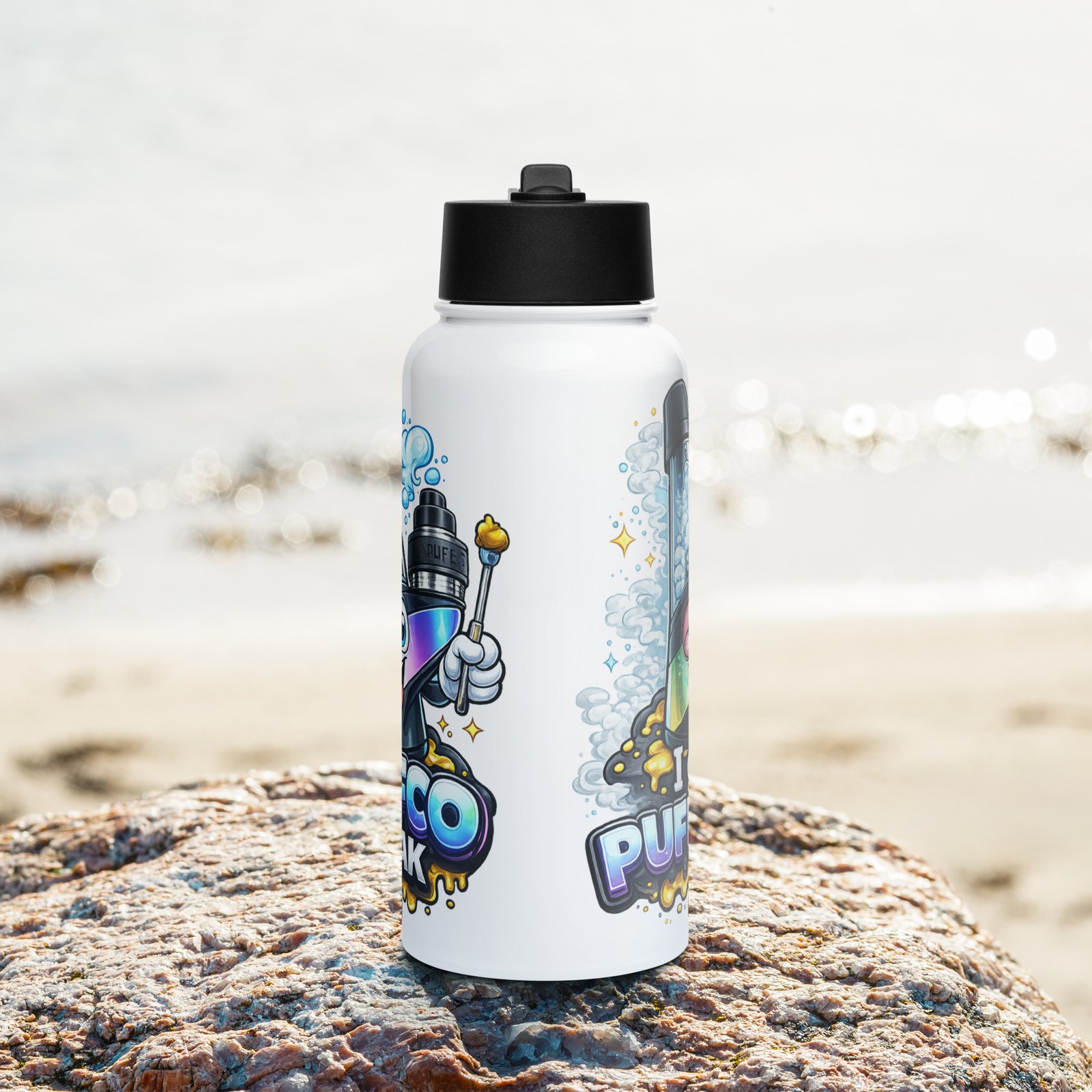 Stainless steel water bottle with a straw lid - Image 3