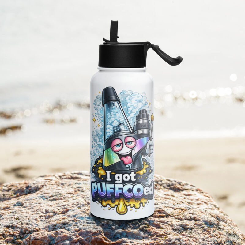 Stainless steel water bottle with a straw lid