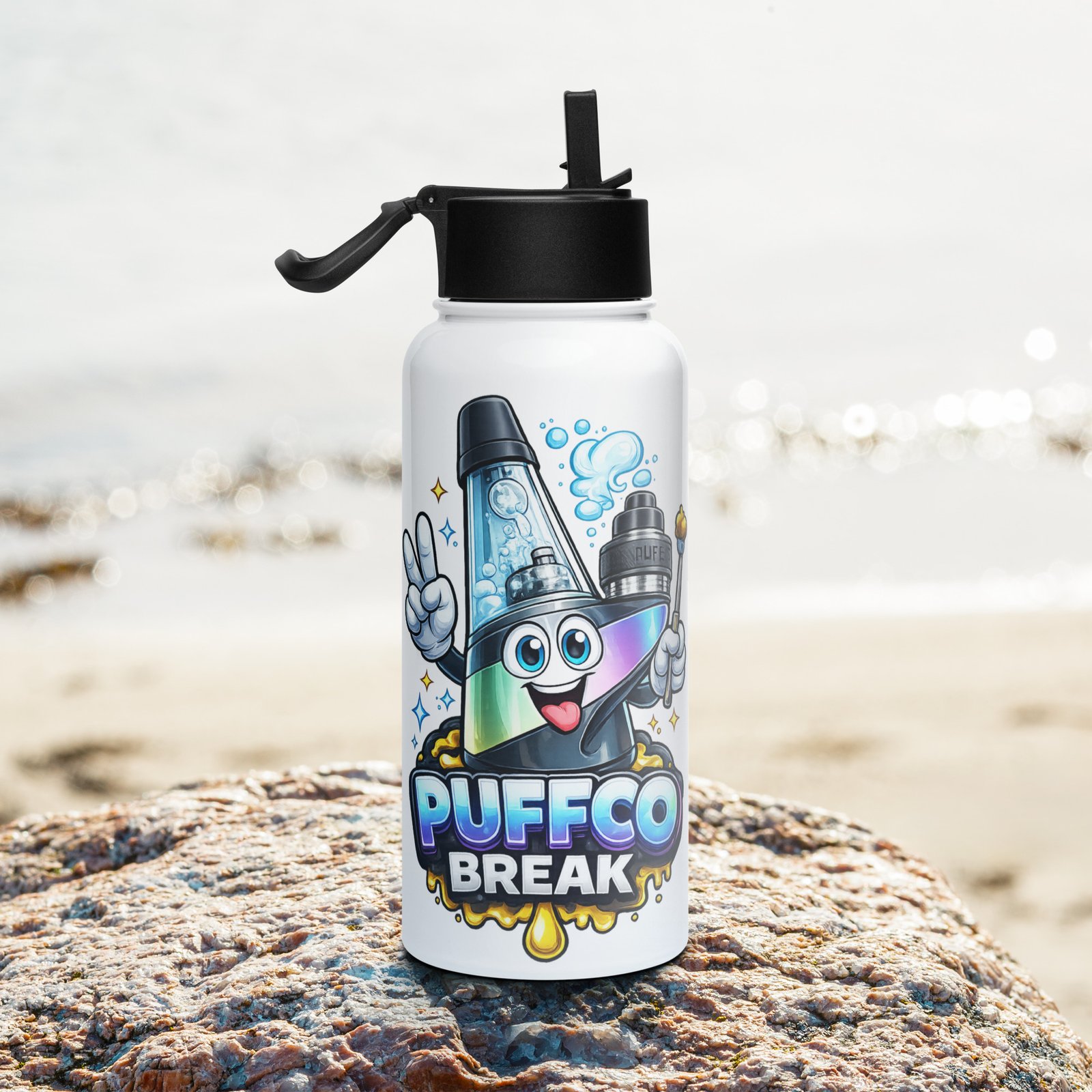 Stainless steel water bottle with a straw lid - Image 2