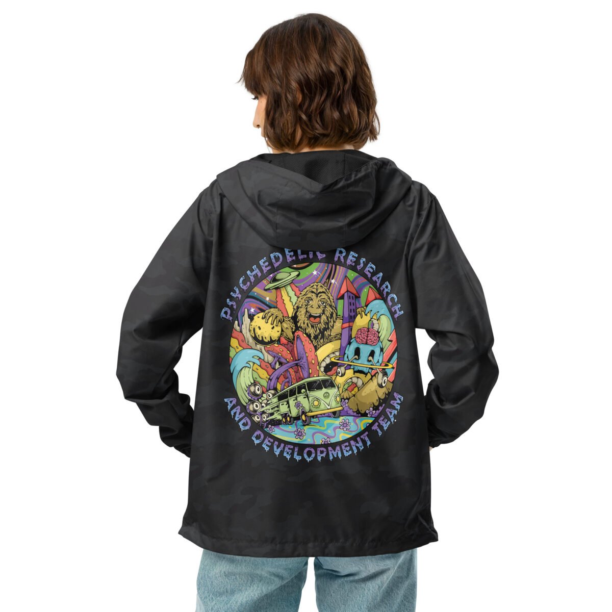 Unisex Psychedelic Research lightweight zip up windbreaker