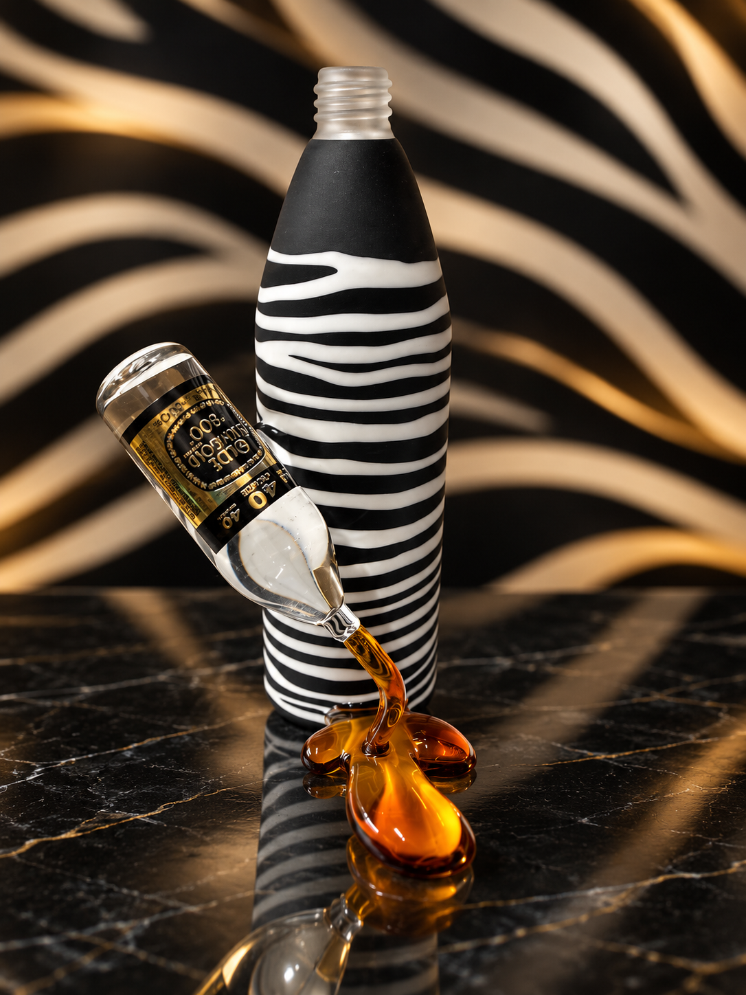 slum gold zebra art glass bottle slum gold zebra art glass bottle